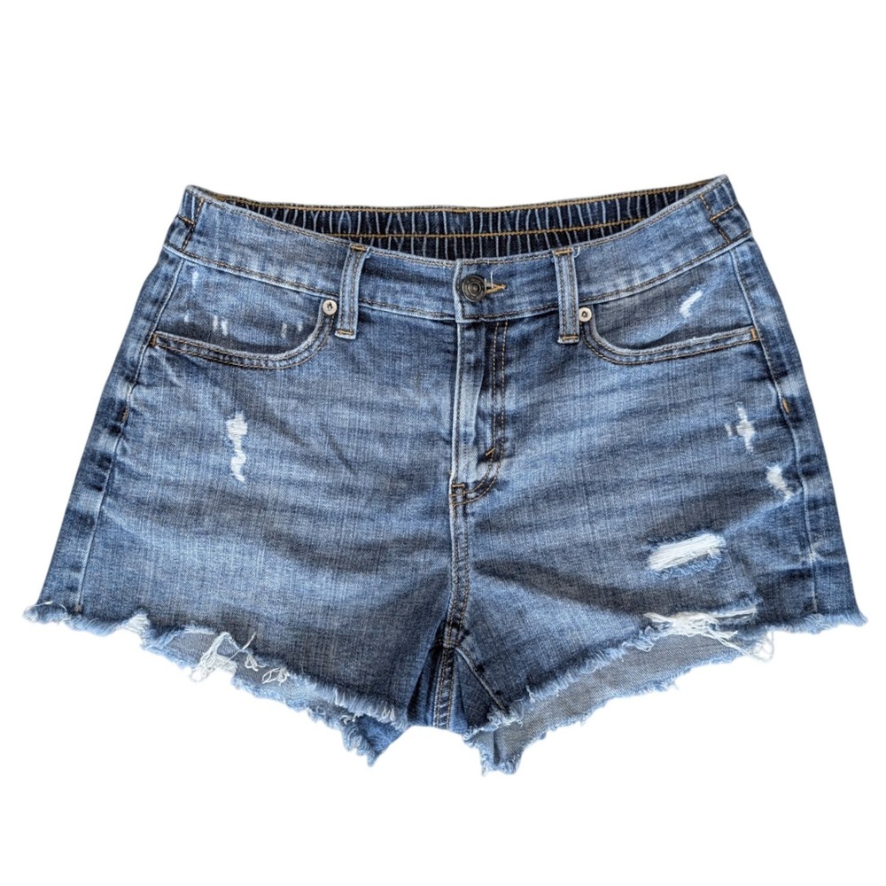 Aerie Small Blue Cotton Denim Stretch Cut Off Distressed Shorts